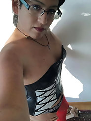 Concupiscent ladyboy strumpet is playing herself