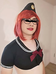 Red haired navy officer sissy