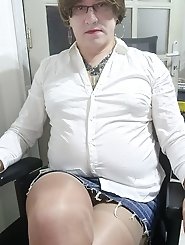 I am wearing a blue dress.